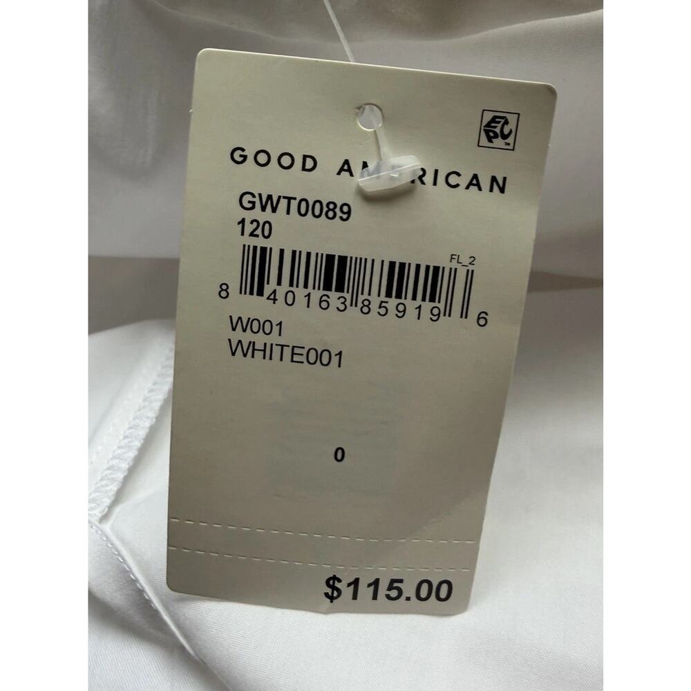 Good American The Good Shirt White Button Down Shirt Long Sleeve Collared 0 NWT - Picture 11 of 13